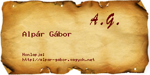 Alpár Gábor névjegykártya